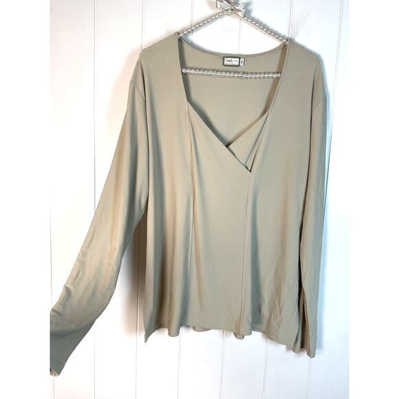 Sympli Tan V Neck Long Sleeve Blouse Size 14 - Picture 3 of 6